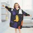 thumbnail image 5 of FORMRS Wearable Blanket Hoodie with Sleeves for Kids Cozy Flannel Sweatshirt, Halloween Colorful Ghosts, 5 of 7