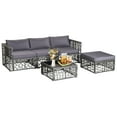 thumbnail image 2 of Costway 5 Pieces Patio PE Rattan Wicker Sofa Furniture Set Cushioned  Outdoor Grey, 2 of 8