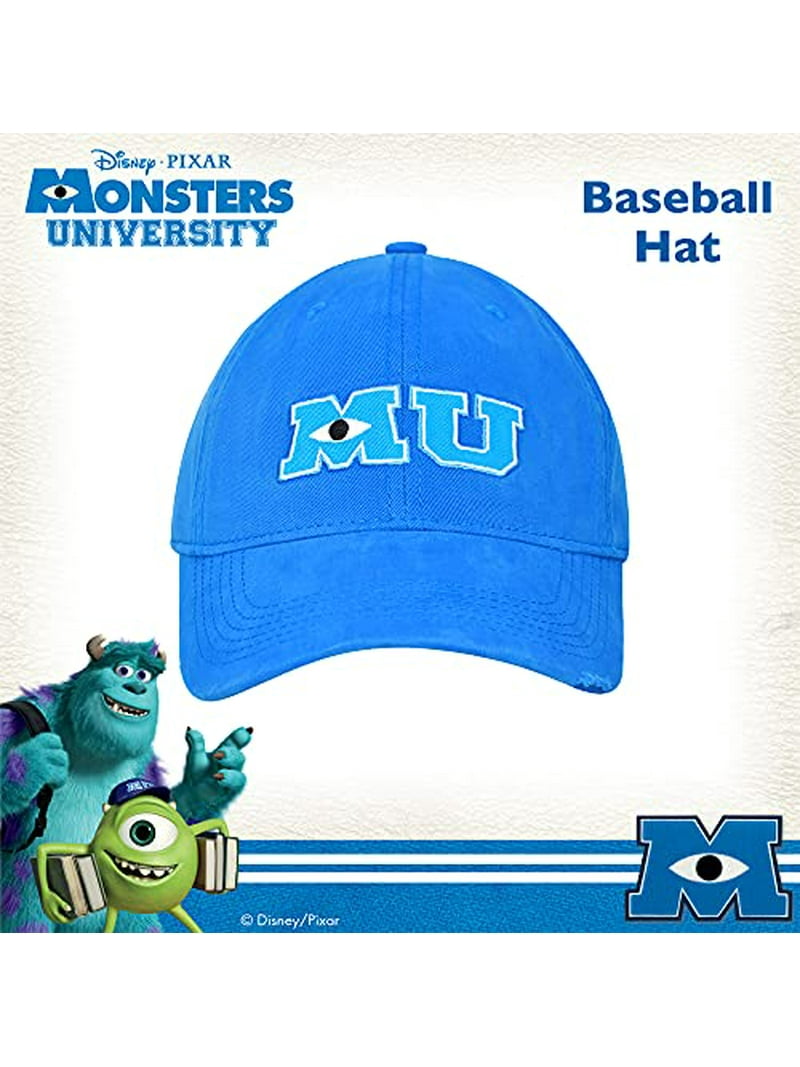 Pixar Monsters University Adult Cotton Adjustable Hook and Loop Baseball Hat Curved Brim, Navy Blue, One Size - Walmart.com