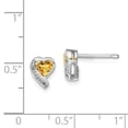 thumbnail image 2 of 925 Sterling Silver Citrine Diamond Heart Earrings Love, 2 of 6