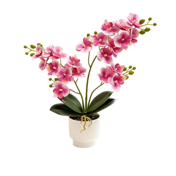 Fake Orchid Potted Plant Realistic Artificial Orchid with Ceramic Pot for Home Office Dining Table Centerpiece Decoration