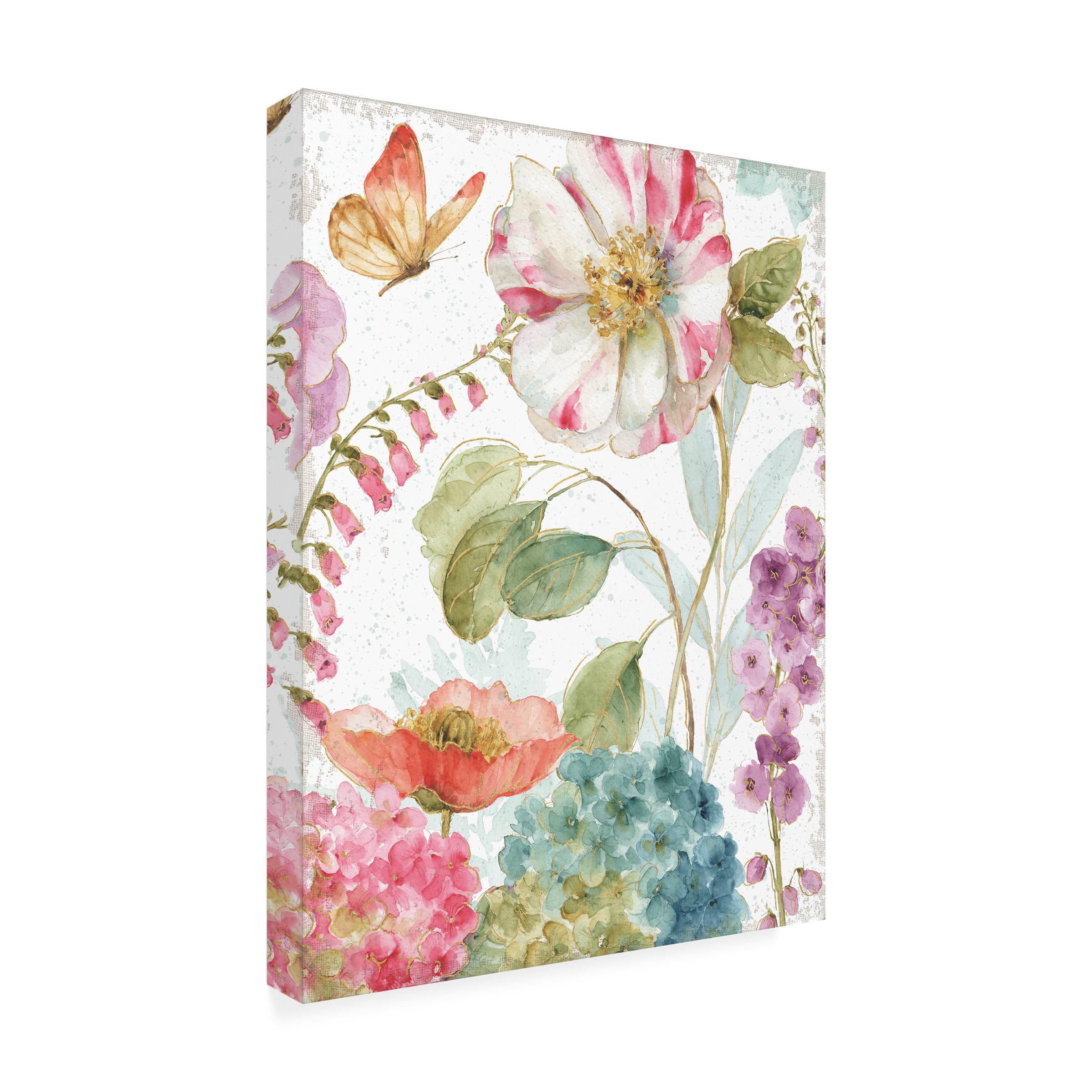 Trademark Fine Art "Rainbow Seeds Flowers II Crop on Wood Cream" Canvas Art by Lisa Audit