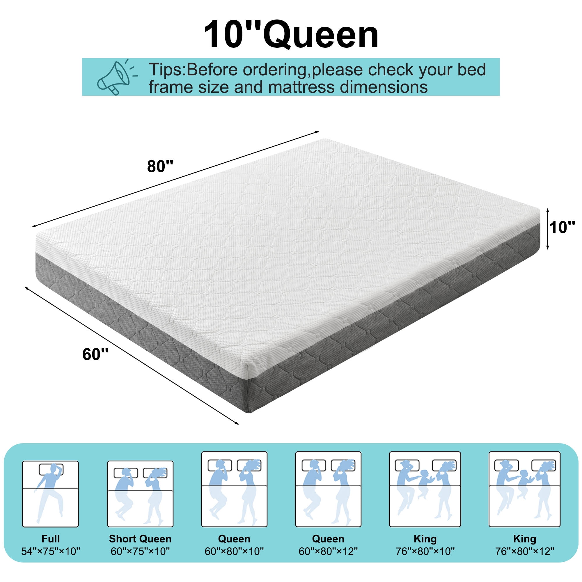 12 Inch King Size Medium Firm Mattress, with Gel Memory Foam for Cooling Night Sleep Pressure Relief & Comfort Sleep, CertiPUR-US Certified