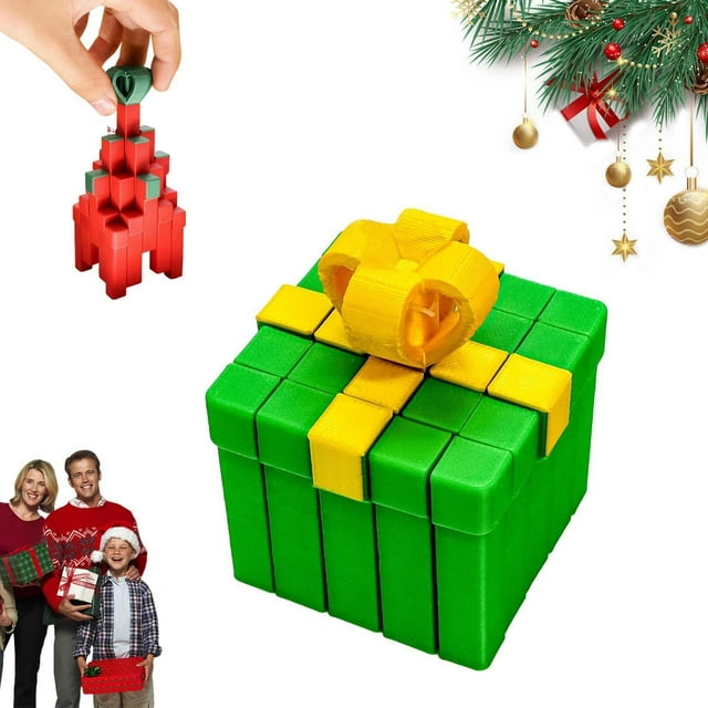 3D Printed Christmas Creative Stress Box,3D Printed Gift Box,Movable Decompression Ornament Toy,The Prank Box for All Occasions,Prank Gift Boxes,Perfect Gifts for Birthday,Christmas Party
