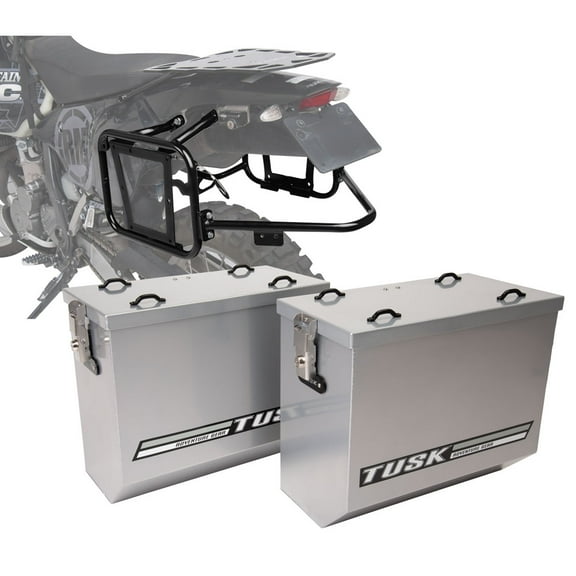 TUSK Aluminum Panniers with Pannier Racks V2 Medium Silver for Africa Twin CRF1000L 2018-2019