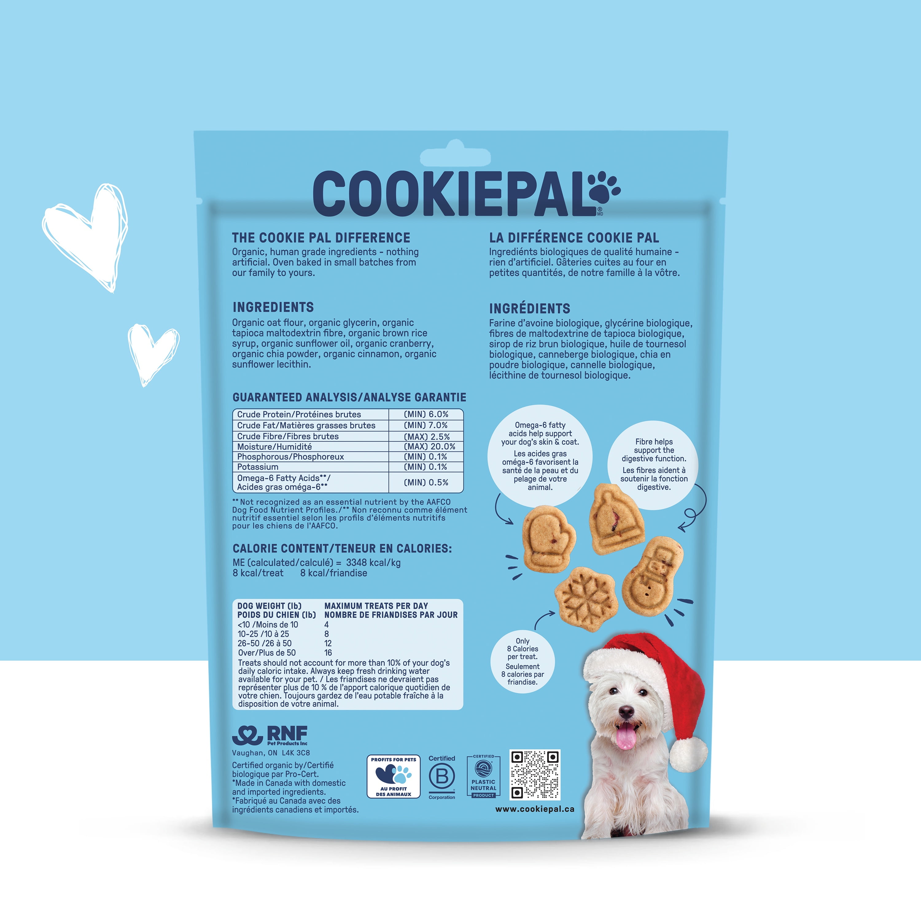 COOKIE PAL Cranberry & Cinnamon Soft Baked Bites Human Grade and Organic Dog Treats 250g