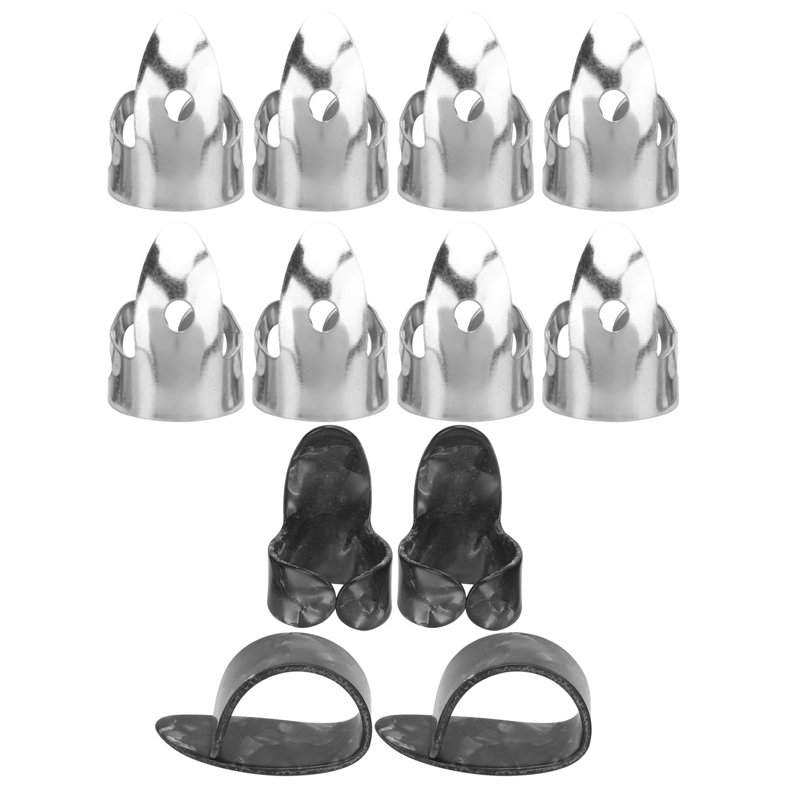 EZSPTO 12Pcs Finger Picks Metal Celluloid Index Thumb Cots Guitar