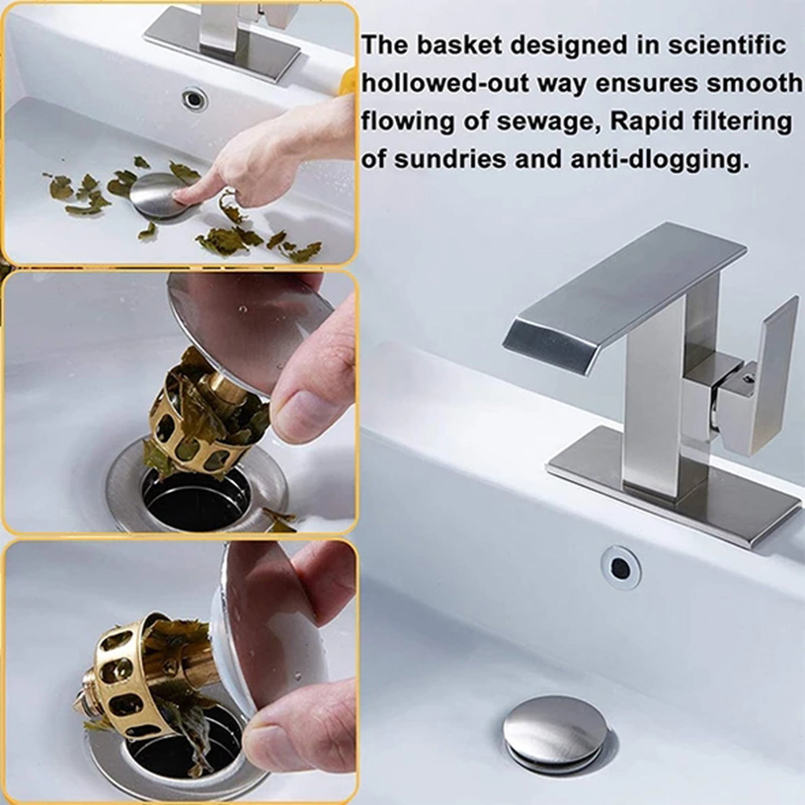 1/2/4XUniversal Wash Basin Bounce Drain Filter Pop Up Bathroom Sink Drain Plug! 