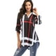 thumbnail image 2 of Blusa tipo túnica con cuello en V y mangas 3/4 enrollables para mujer, 2 of 7