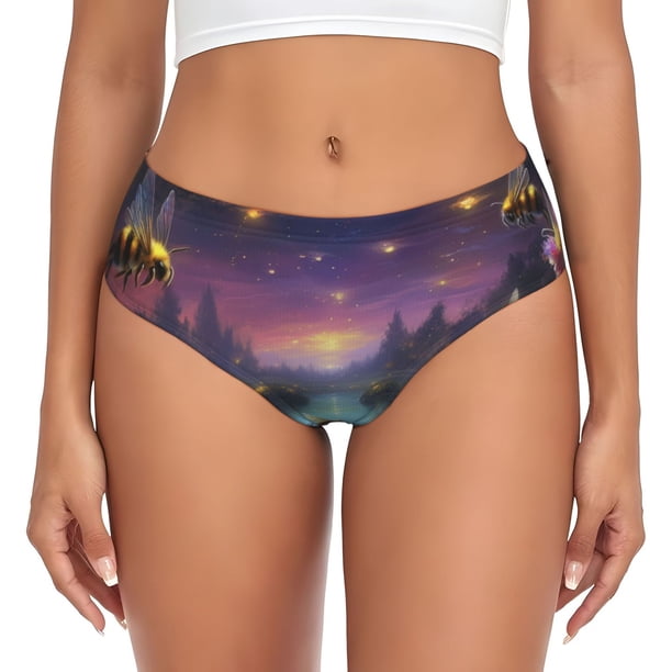Balery Magical Bees Twilight River Ropa Interior de Algodón para Mujer con Dibujo – Braguitas Cómodas y Elásticas, Estilo Clásico-3X-Large