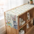 thumbnail image 6 of Happy Easter Table Runner, Spring Bunny Easter Eggs Floral Beige Wood Washable Cotton Linen Table Runners 36 Inches Long, Dresser Scarf Runner for Nightstand/End Tables/Round Tables 13''x36'', 6 of 9