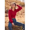 thumbnail image 4 of Long Puff Sleeve Sweaters for Women  Fall Winter Crewneck Knit Ribbed Bodysuit Pullover Tops, 4 of 11