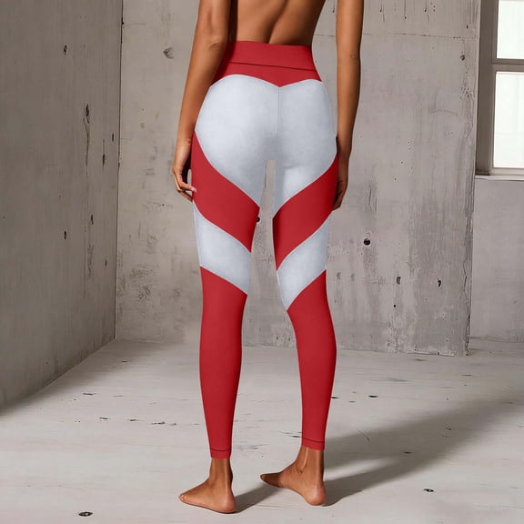 Xdegoge Valentines Leggings for Women High Waisted Yoga Legging with Geometric Heart Print Pattern Gym, Fashion Pants Activewear