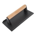 thumbnail image 4 of Steak Weight Cast Iron Bacon Press Wood Handle Pattern Bottom Grill Press for Burger Griddle Sandwich BBQ Vegetables Rectangle, 4 of 5