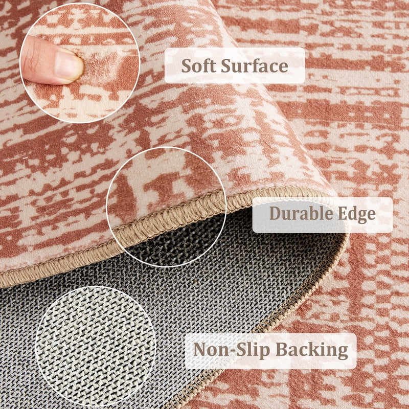 8x10 Washable Area Rug for Living Room Non-Slip Modern Abstract Solid Stain Resistant Large Floor Carpet Rug for Dining Room Home Decor, Brick Red