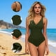thumbnail image 1 of Trajes de baño para mujer, traje de baño de bikini de tirantes sin espalda de color liso para mujer, conjunto de bikini con bloques de color y hombros descubiertos, trajes de baño para mujer, trajes d, 1 of 8