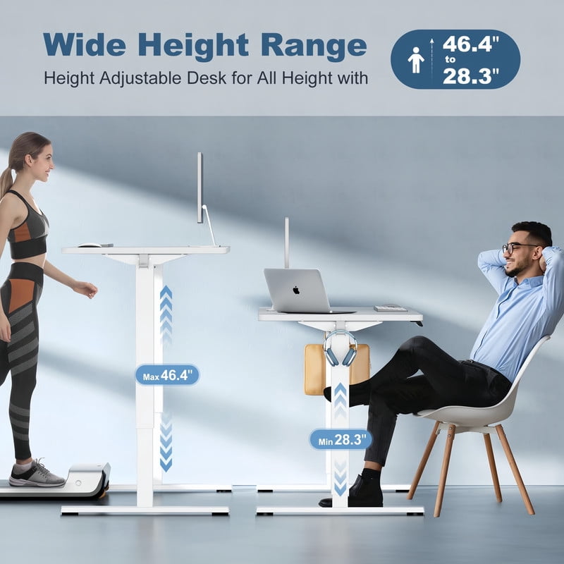 Kelno 63" Electric Standing Desk Height Adjustable Sit-Stand Desk with 3 Memory Presets Splice Desktop, White