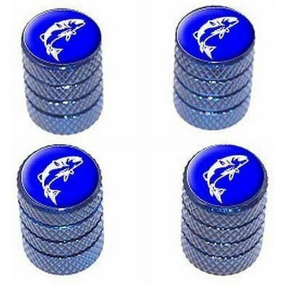 Fish Fishing Jumping Bass Tire Rim Wheel Aluminum Valve Stem Caps, Multiple Colors