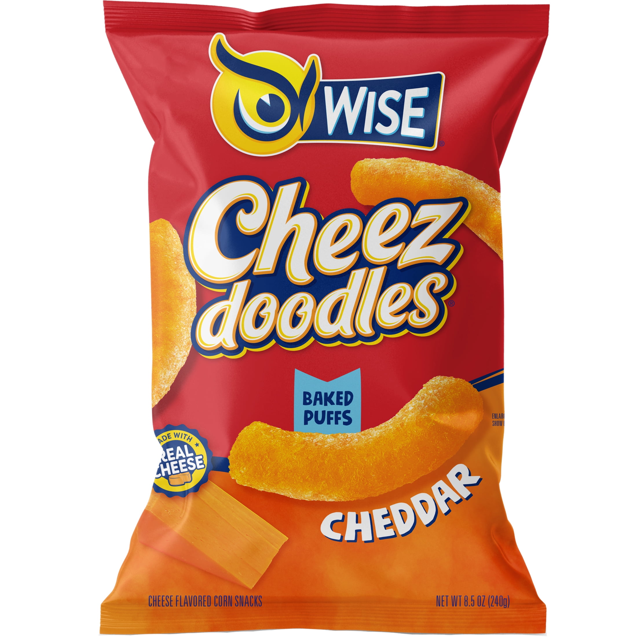 (3 pack) Wise Cheezdoodles Cheddar Cheese Baked Puffs, 8.5 Oz.