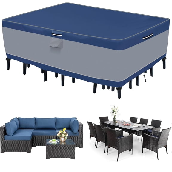 Patio Furniture Cover 90''Lx64''Wx28''H, Outdoor Table and Chairs Covering For Winter