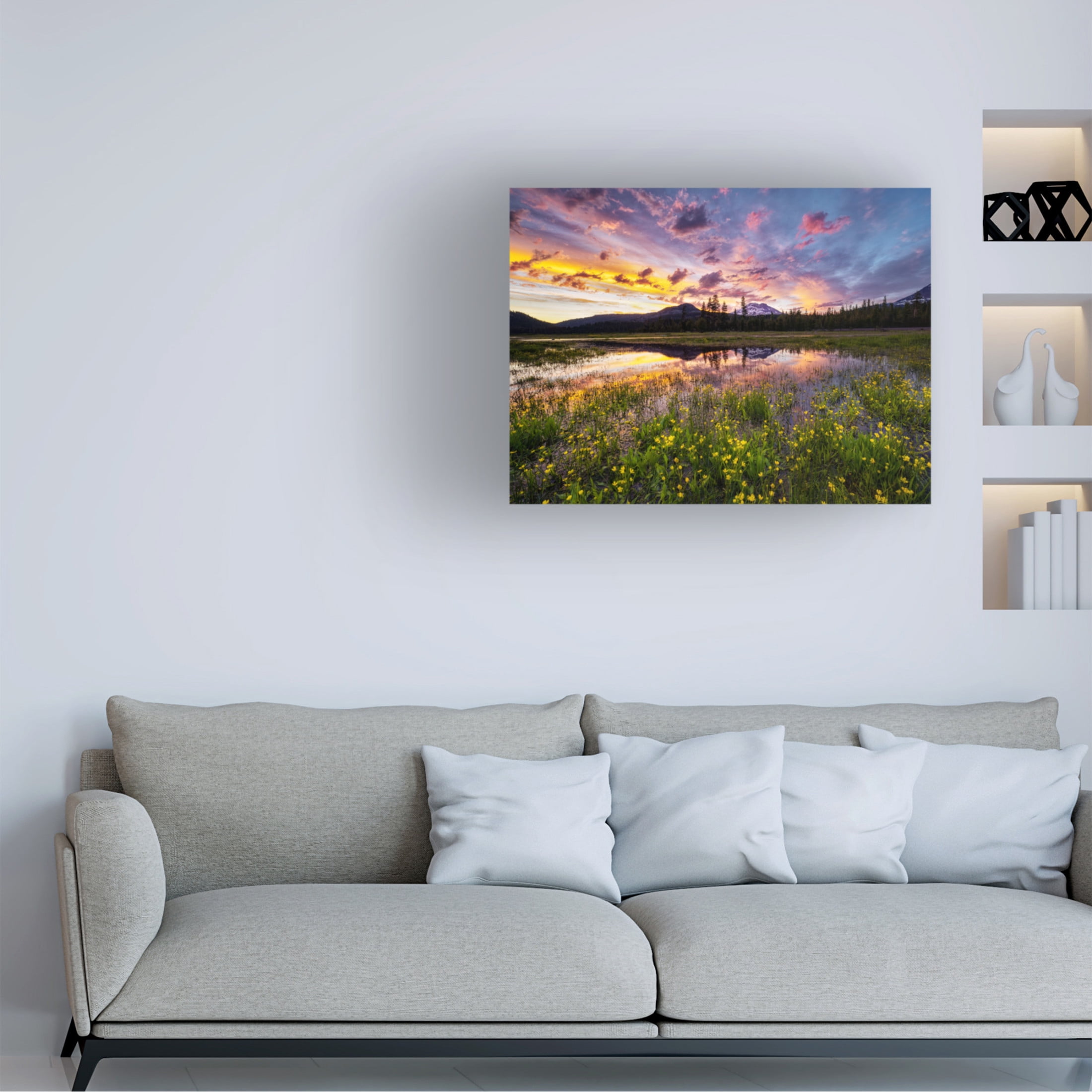 Canvas Wall Art - Dennis Frates 'South Sister Mountain And Sarks Lake' Wall Art for Living Room, Bedroom, or Office Décor by Trademark Fine Art - 47 x 35 Inches