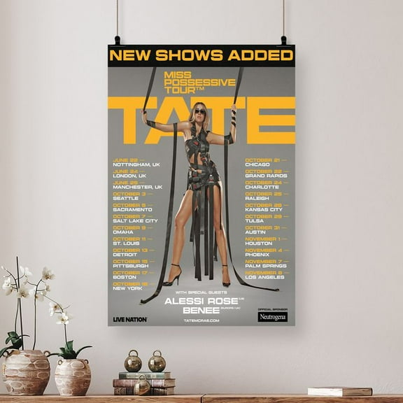Music Poster Tate Mcrae THE MISS POSSESSIVE TOUR Retro Style - Size 24''x36'' - Kiloa