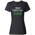 thumbnail image 3 of Inktastic Merry Christmas Green Plaid Christmas Trees Women's T-Shirt, 3 of 5