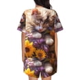 thumbnail image 6 of Balery Cute Cat Sunflower Pattern Womens Pajama Sets 2 Piece Soft Short Sleeve Top and Shorts Sleepwear Round Neck Pjs Lounge Set with Pockets-3X-Large, 6 of 7