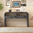 thumbnail image 2 of 52-Inch Retro Curved Console Table with 2 Large Drawers + 2 Open Storage, Multi-Room Entryway & Living Space Organizer, Antique Black Finish, 2 of 8