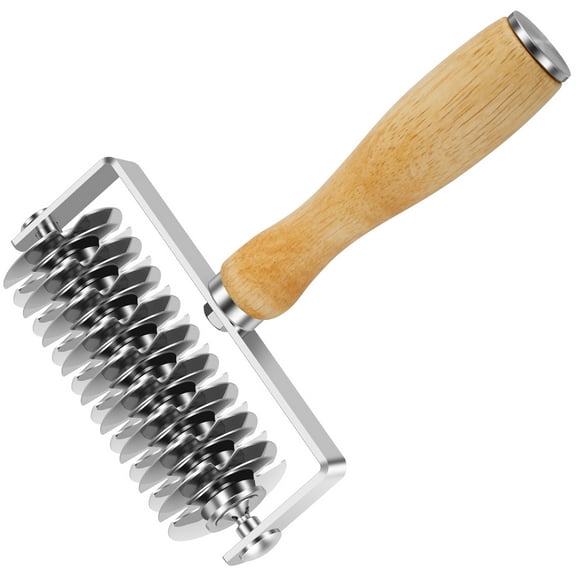 Pastry Lattice Roller Cutter Stainless Steel Dough Lattice Cutter with Wood Handle Multifunctional Lattice Cutter Pastry Tool for Pie Crust Pizza Bread