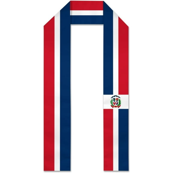 Dominican Republic Flag Graduation Stole Graduate Shawl Sash Scraf Gift For Abroad Student International Study (Square)