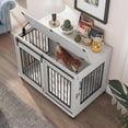 thumbnail image 2 of Pefilos 39" Wooden Dog Crate for Medium Dogs Indoor Sliding Door Dog Cage Furniture with Partition for Two Puppies Dog House, White, 2 of 11