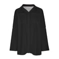 thumbnail image 6 of safuny Women's Loose Shirts Casual Relaxed Solid Tops Trendy Shirts Fall Holiday Long Sleeve Turn-Down Collar Button Black, 6 of 9