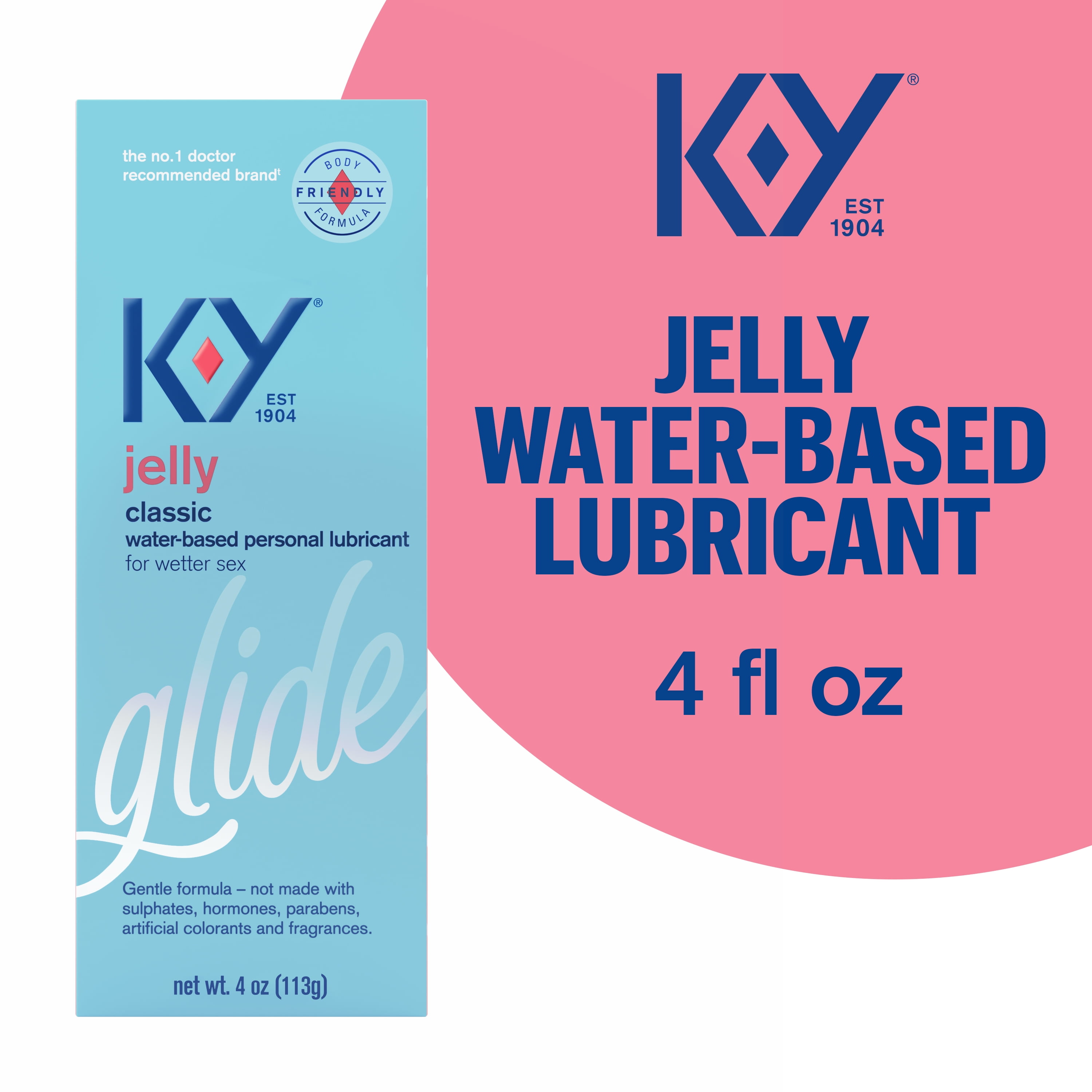 K-Y Jelly Personal Lubricant, Body-Friendly Water-Based Formula, Safe for Anal Sex, Safe to Use with Latex Condoms. Glide into a Wetter, Better Experience Every Day. For Men, Women, Couples, 4 FL OZ