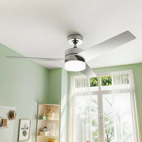 Craftian 52" Modern Ceiling Fan with LED Light and Dimmable Remote,6-Speed Reversible DC Motor, 3-Blade Timing Industrial Ceiling Fan for Living Room, Bedroom, and Outdoor Terraces, Silver