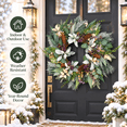 thumbnail image 6 of 24 Inch Winter Wreath for Front Door, Artificial Eucalyptus and Frosted Pine Wreath with Purple Berries, Pinecones, Christmas Decor, 6 of 9