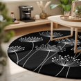 thumbnail image 3 of Round Area Rugs 5Ft, Spring Dandelion Non-Slip Washable Circle Rugs Carpet, Modern Country Flower Black White Indoor Outdoor Rug Floor Mats Throw Runner for Bedroom Living Room Bathroom, 3 of 8
