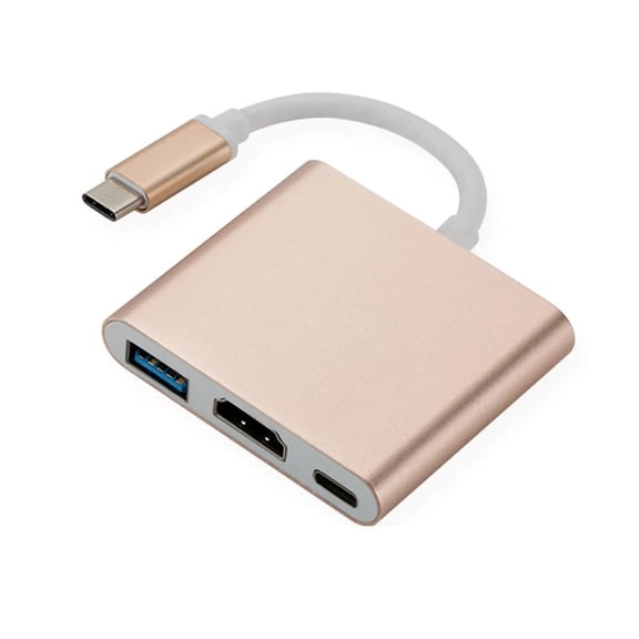USB C to HDMI Multiport Adapter - USB-C Hub with 4K HDMI, USB 3.0 Port, PD Charging, for MacBook Chromebook,3,Gold
