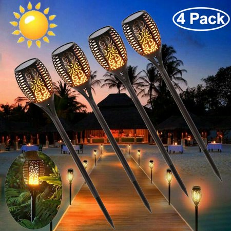 Claoner Solar Torch Flame Lights - Set Of 6 Or 12, Waterproof LED Garden Lights, Flickering Flame Effect