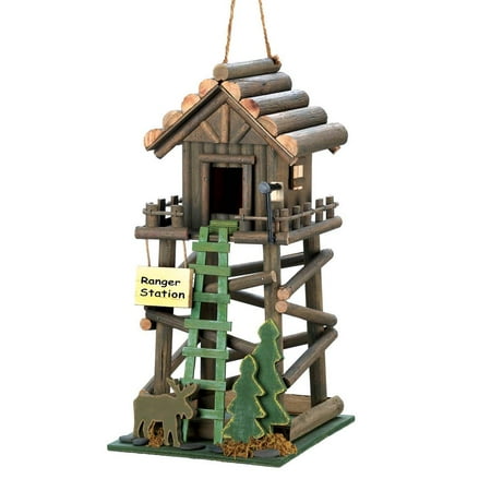 Wood Bird Houses, Ranger Station Hanging Decorative Ornament Wood Bird House