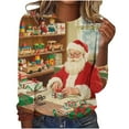 thumbnail image 4 of Uootdi Oversized Ugly Christmas Long Sleeve Sweatshirt for Women Xmas Graphic Fleece Pullover Santa Blouse Tops Warm Winte Gift r Outfits, 4 of 5