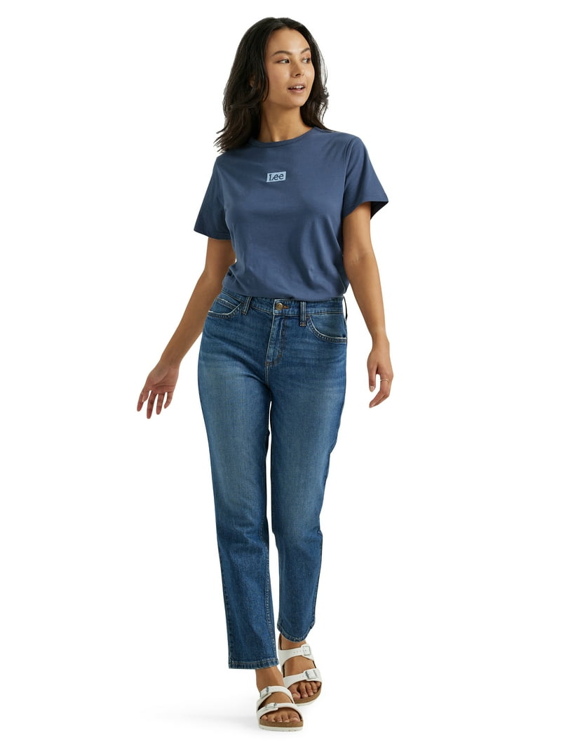 ★ ★ Women's Mid Rise Slim Straight Fit Blue 375 Lee® Women's Heritage Mid Rise Slim Straight Jean - Walmart.com