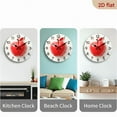 thumbnail image 4 of 2D Flat 1pc 10Inch Wooden Red Apple Wall Clock - Silent Non-Ticking Round Clock with Golden Hands, Battery Operated (AA Not Included) - Modern Home Decor for Living Room, Kitchen, Office, 4 of 7
