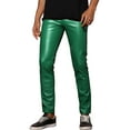 thumbnail image 4 of INSPIRE CHIC Faux Leather Pants for Men's Slim Fit Motorcycle Biker Skinny Trousers 32 Green, 4 of 5