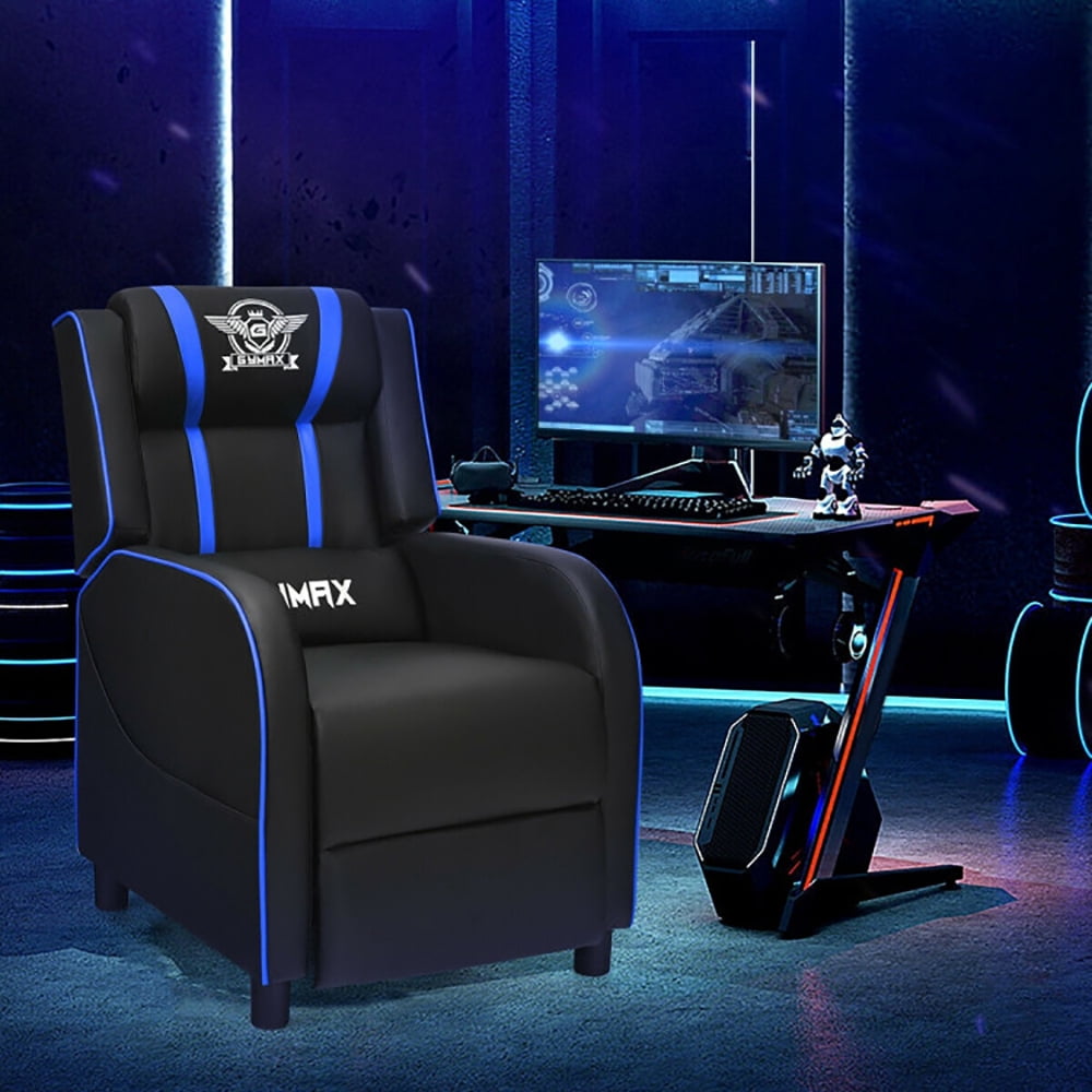 GVN Massage Racing Gaming Single Recliner Chair-Blue