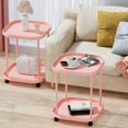 thumbnail image 2 of Side Table with Wheels, End Table Living Room Plastic Mobile Sofa Side Table Small Night Stand Bedroom Pink (2 Pack), 2 of 10