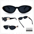 thumbnail image 2 of SA106 Womens Bold Cat Eye Sunglasses with Gold Tone Spike Stud Chain Hinge Detail All Black, 2 of 6