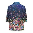 thumbnail image 5 of Blusa con botones sueltos con estampado de cuello en V informal de manga media para mujer OAVQHLG3B Store  lin121212, 5 of 5