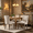 Beige, variant on BSHTI Furniture Ultra Side Dining Chair Set of 2, Leopard Print Thickened Fabric Chairs with Neutral Solid Wood Legs & Bronze Nail Head – Statement Animal Print Dining Chair