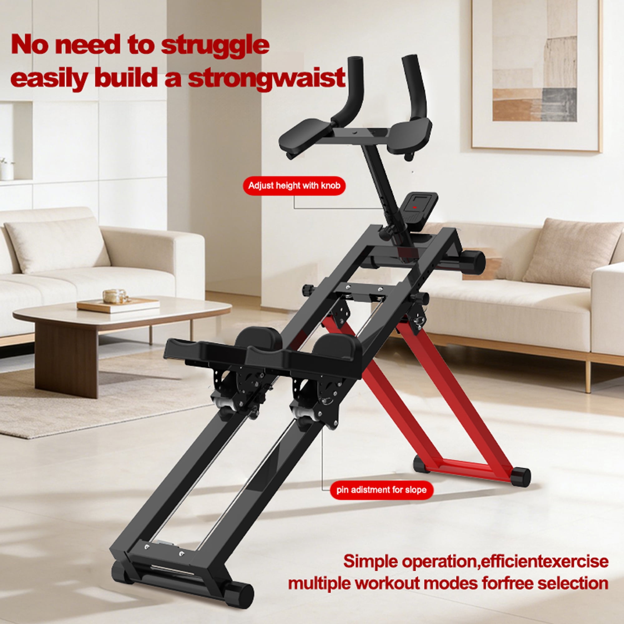3-in-1 Spine Twist Stretcher and Stair Stepper and Waist Trainer, Adjustable Back Stretcher Machine for Lower Back Exercise, Core Activation Full Body Workout, Black+Red